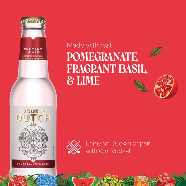 Double Dutch Pomegranate & Basil Mixers 200ml - British product