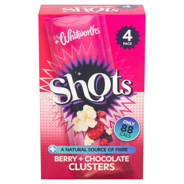 Whitworths Berry Cluster Shots dried fruit snack 4x25g - British product