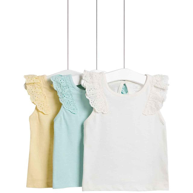 M&S frill sleeve tops multi 9-12 months, imported from the UK