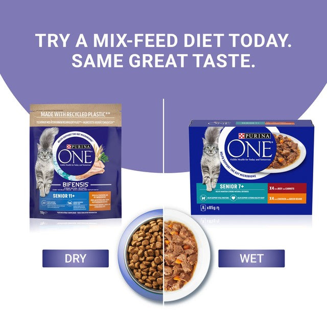 Purina One Senior Cat Food 750g, imported from the UK