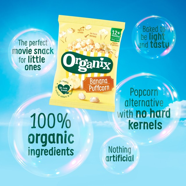 Organix Strawberry Puffcorn toddler snack 40g multipack, imported from the UK