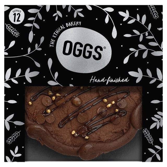 Oggs double chocolate celebration cake 602g, imported from the UK