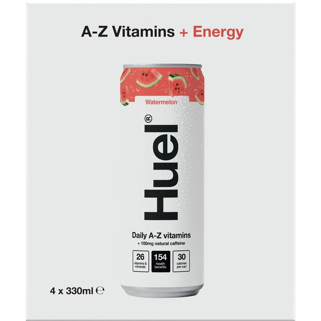 Huel watermelon sparkling multivitamin energy drink 330ml, UK version