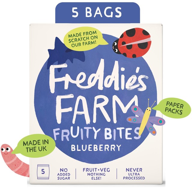 Freddie's Farm Fruity Bites Blueberry kids fruit snacks 100g - British product