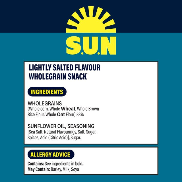 SunBites lightly salted wholegrain crisps multipack 6x25g (British brand)