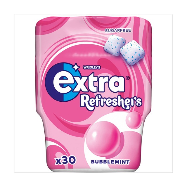 Wrigley's Extra Bubblemint sugar-free chewing gum 30-piece bottle (British brand)