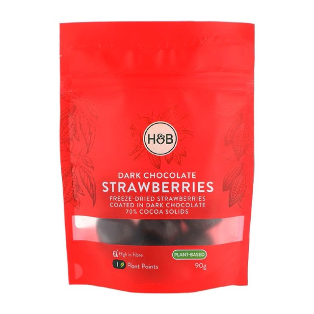 Holland & Barrett dark chocolate strawberries 90g, UK version