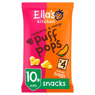 Ella's Kitchen Raspberry + Mango Puff Pops Multipack Organic Baby Snacks 4 x 9g