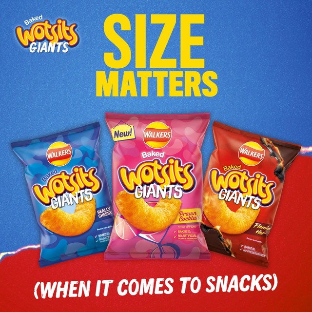Walkers Wotsits Giants Prawn Cocktail crisps 105g (British brand)