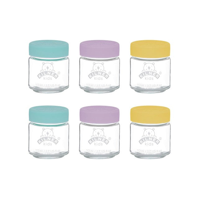 Kilner set of 6 kids glass jars 110ml, UK version