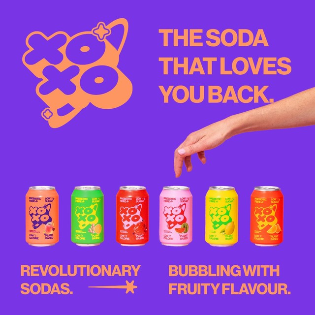 XOXO Sparkling Soda Tropical Flavour 4 x 330ml (British brand)