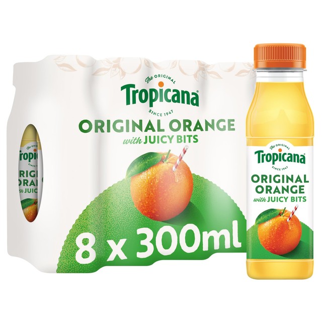 Tropicana orange juice with bits multipack 8 x 300ml (British brand)