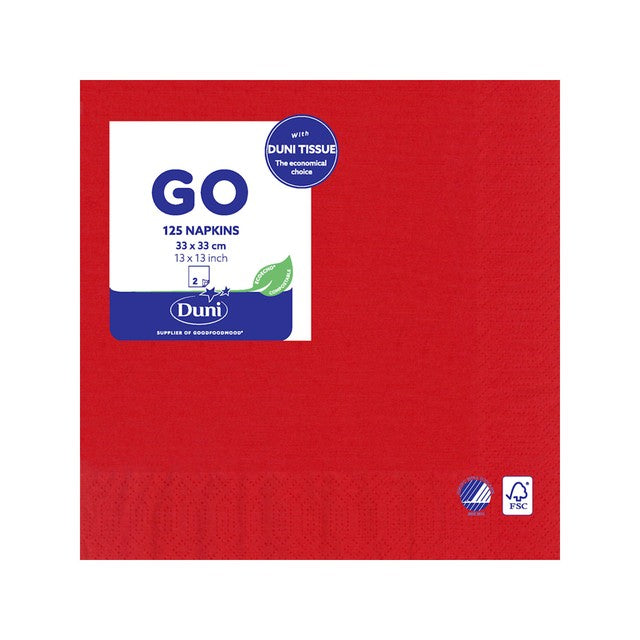 Duni red compostable 2 ply paper napkins 125 pack, imported from the UK