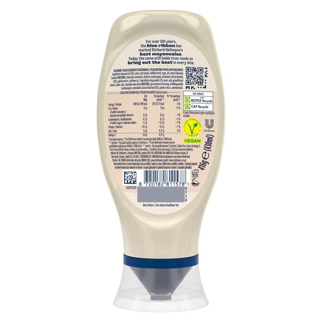 Hellmann's plant based mayonnaise 430ml, UK version