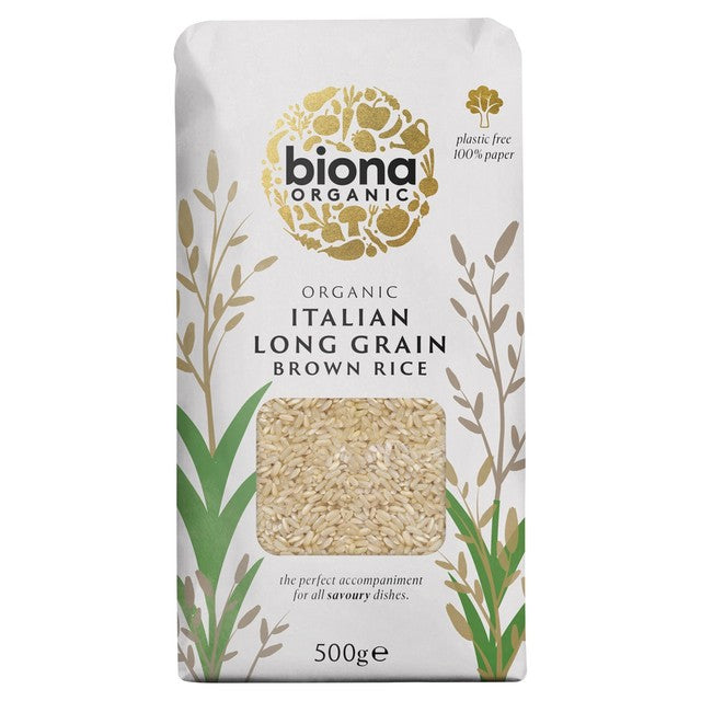 Biona Organic Long Grain Brown Rice 500g pack - British product