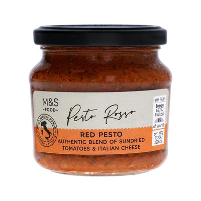 Sonnengetrocknetes rotes Pesto mit Basilikum und Käse, 190g Glas