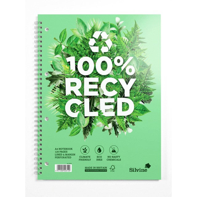 Silvine A4 Twin Wire Recycled Notebook (British brand)