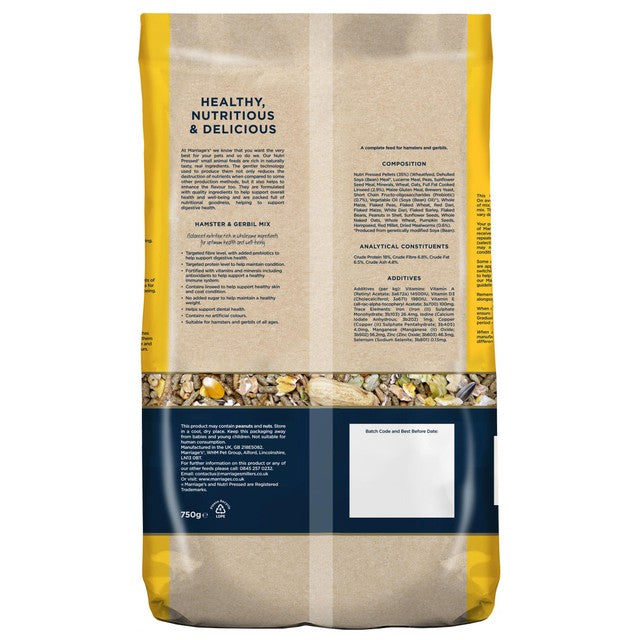 Marriages Hamster Gerbil Pellets 750g, imported from the UK