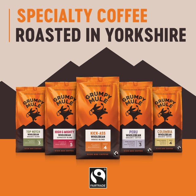 Grumpy Mule Top Notch organic coffee blend, UK version