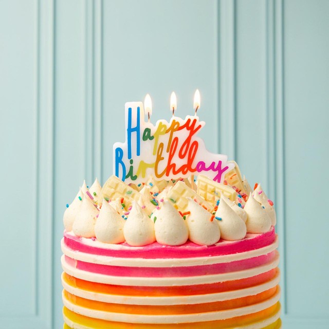 Talking Tables rainbow Happy Birthday candle (British brand)