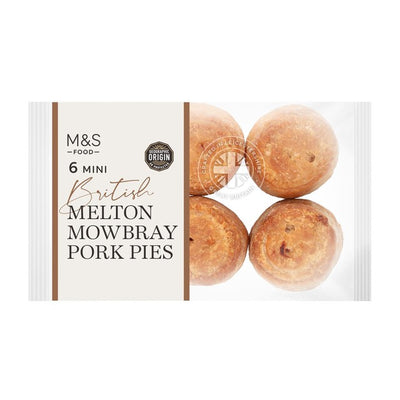 M&S Mini Melton Mowbray svinekjøttpaier, pakke med 6