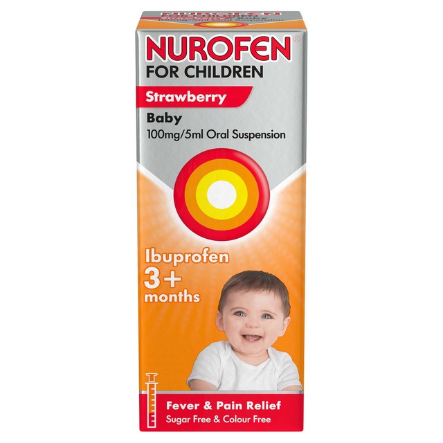 Nurofen Baby fever and pain relief Strawberry liquid suspension 100ml, imported from the UK