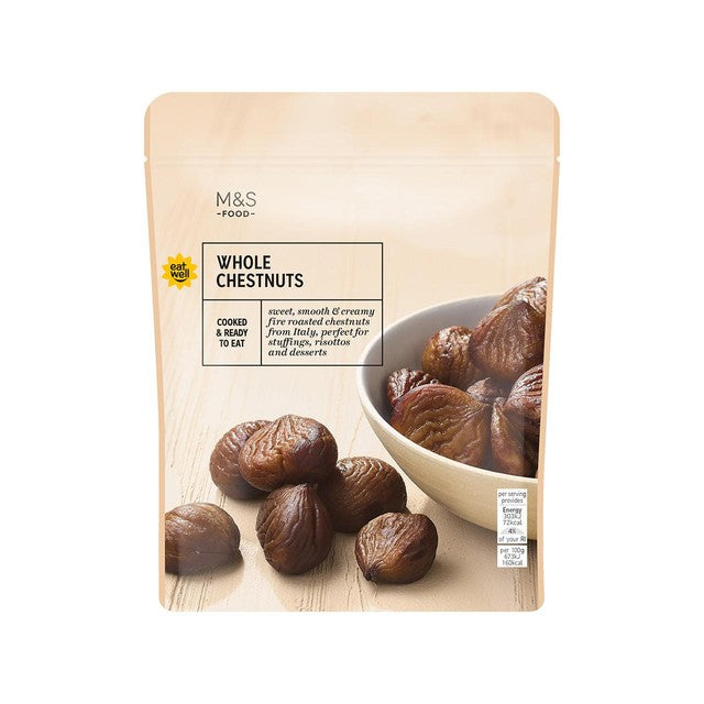 M&S Whole Cooked Chestnuts 180g, imported from the UK