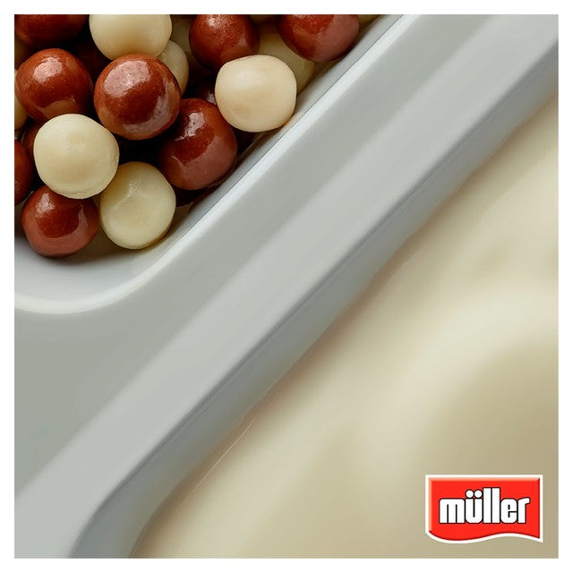 Muller Corner toffee yogurt with chocolate hoops 124g, imported from the UK