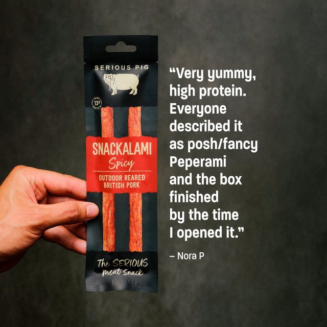 Serious Pig spicy salami snacks 30g (British brand)