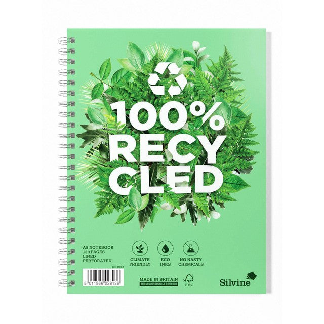 Silvine A5 Twin Wire Recycled Notebook (British brand)