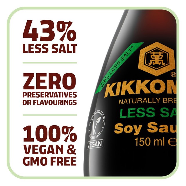 Kikkoman less salt soy sauce glass bottle, imported from the UK