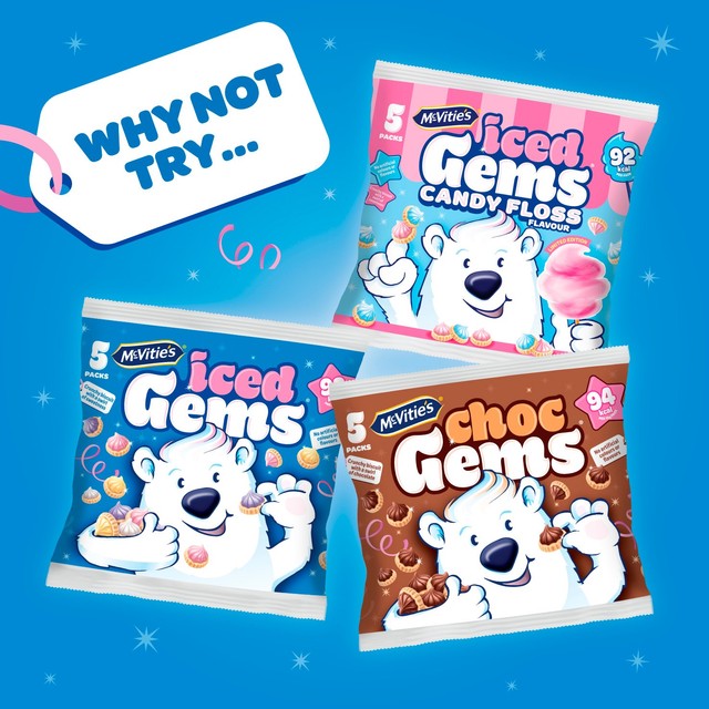 McVitie's Iced Gems biscuits with raspberry, blackcurrant and lemon flavour icing 5-pack, imported from the UK