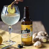 Lo Bros ginger and lemon low sugar kombucha drink 330ml, UK version