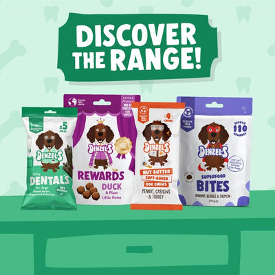 Denzel's Tägliche Zahnpflege für mittlere Hunde Erdnussbutter, Pfefferminze & Petersilie Hunde-Zahnpflege-Kausnacks 100g