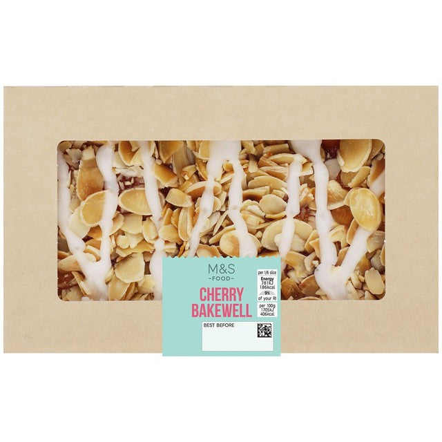 M&S Cherry Bakewell Loaf sponge cake 285g, imported from the UK