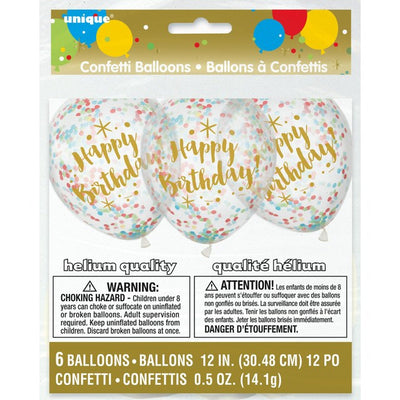 Unique Party Glitzy Bursdags Konfetti Ballonger 6-pakning
