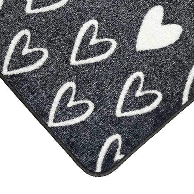 Mighty Mats supersoft washable mat grey hearts 50x75cm, imported from the UK