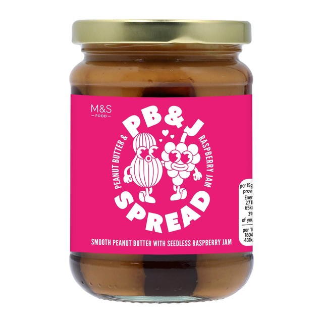 M&S PB & J Spread Raspberry Jam 380g, imported from the UK
