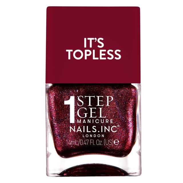 Nails Inc Topless nail polish Scarlett burgundy shimmer, imported from the UK