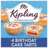 Mr Kipling birthday cake mini tarts 4 pack, imported from the UK
