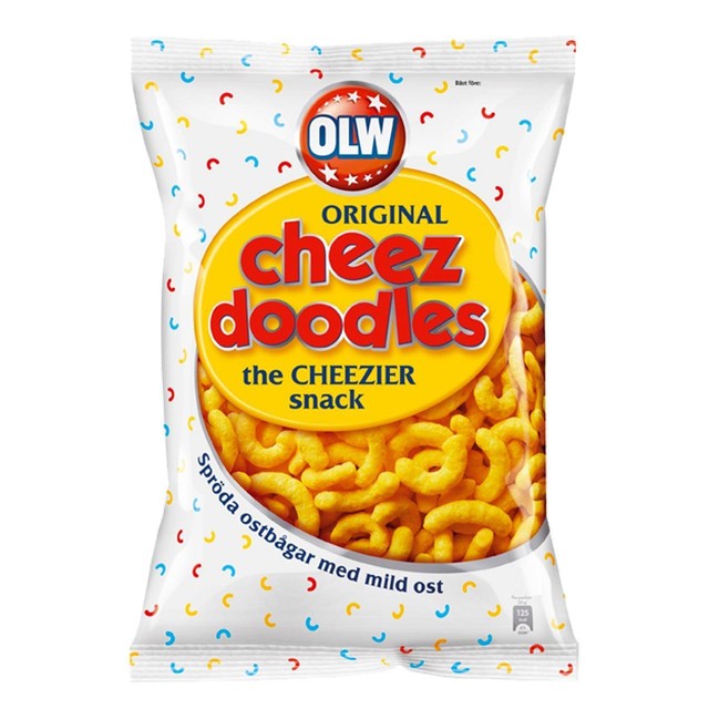 OLW Cheez Doodles corn snacks 160g, imported from the UK