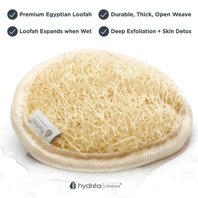Hydréa London organic Egyptian loofah dual sided facial pad, UK version
