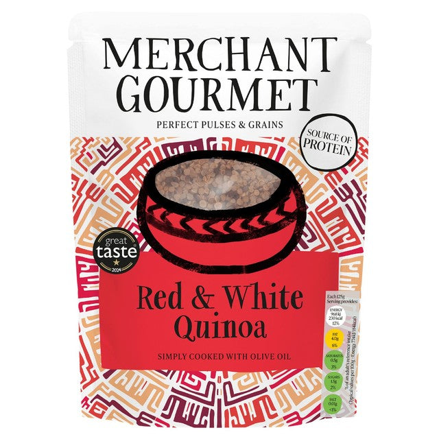 Merchant Gourmet Red & White Quinoa 250g pouch, imported from the UK