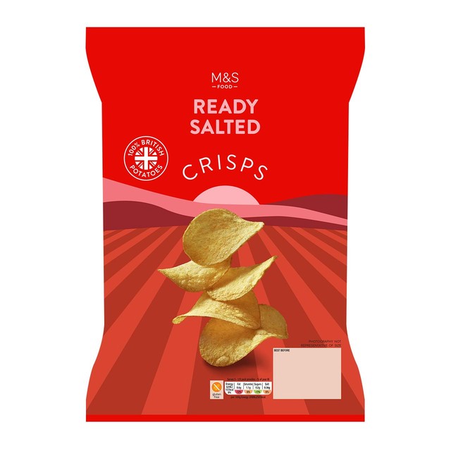 M&S Ready Salted Crisps 150g, imported from the UK