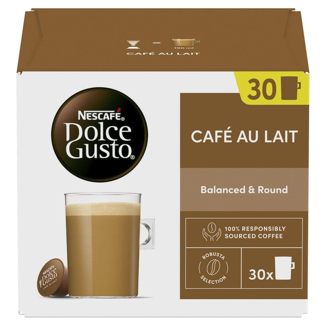 Dolce Gusto Café Au Lait coffee capsules 30 pack, imported from the UK