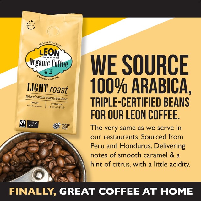 Leon light roast coffee beans 200g, UK version