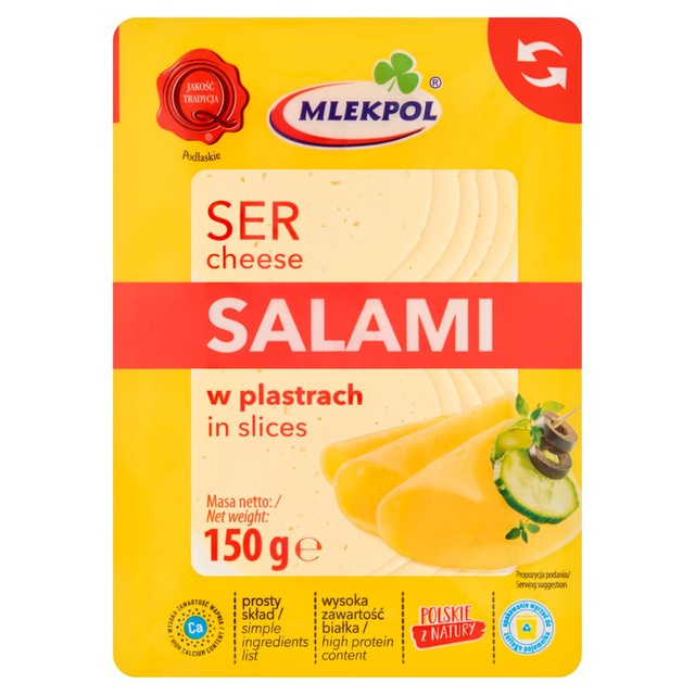 Mlekpol salami cheese slices 150g, imported from the UK