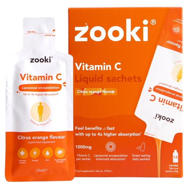 Zooki liposomal vitamin C citrus orange 1000mg sachets (British brand)