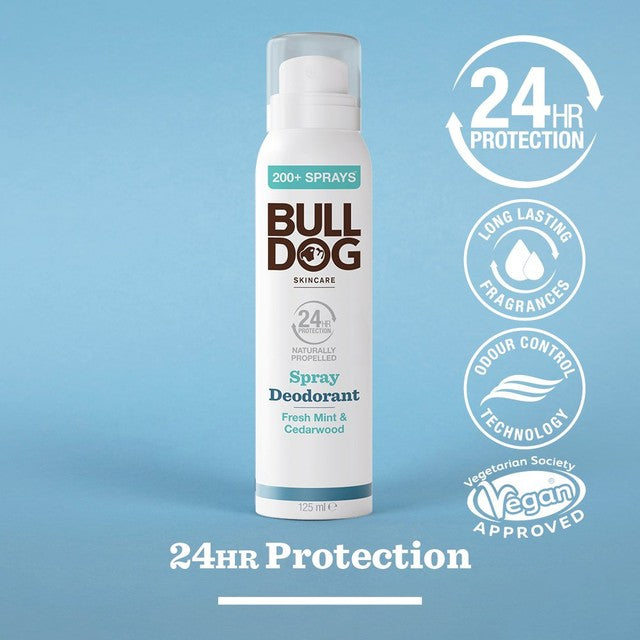 Bulldog fresh mint and cedarwood deodorant spray - British product