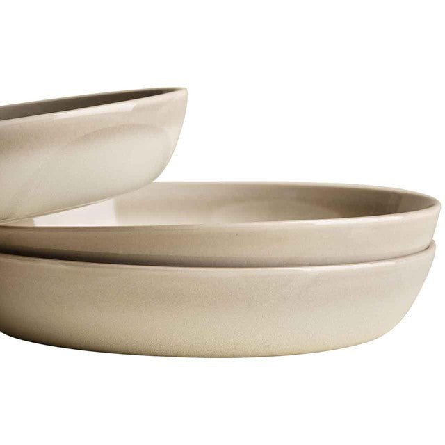 M&S Amberley reactive pasta bowls natural stoneware set, imported from the UK